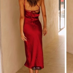 COPY - Woman’s dress red satin open back one shoulder